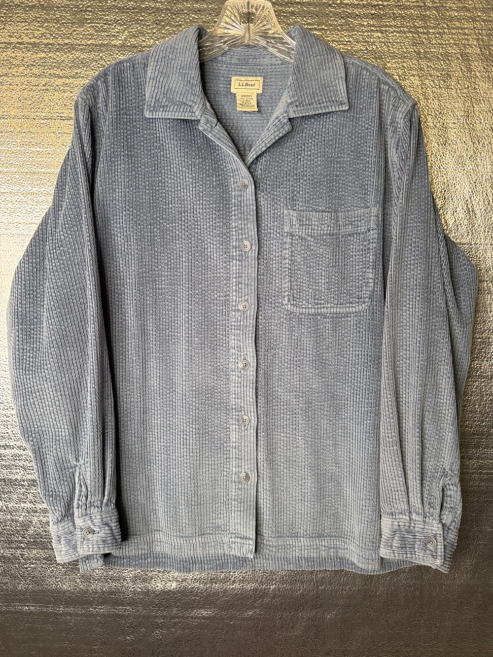 L.L. Bean Light Blue Corduroy Button-Front Shirt Jacket